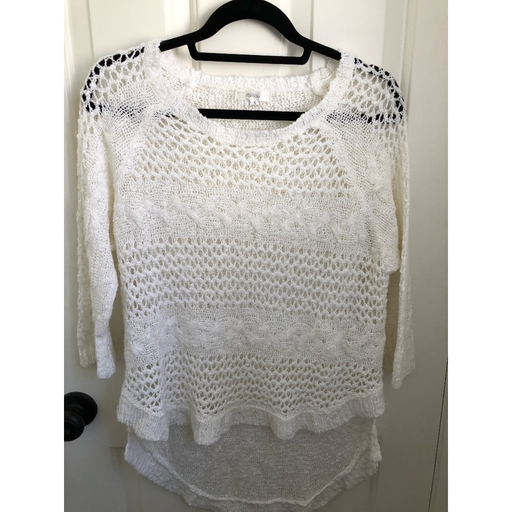 LF White Millau Crochet Sweater